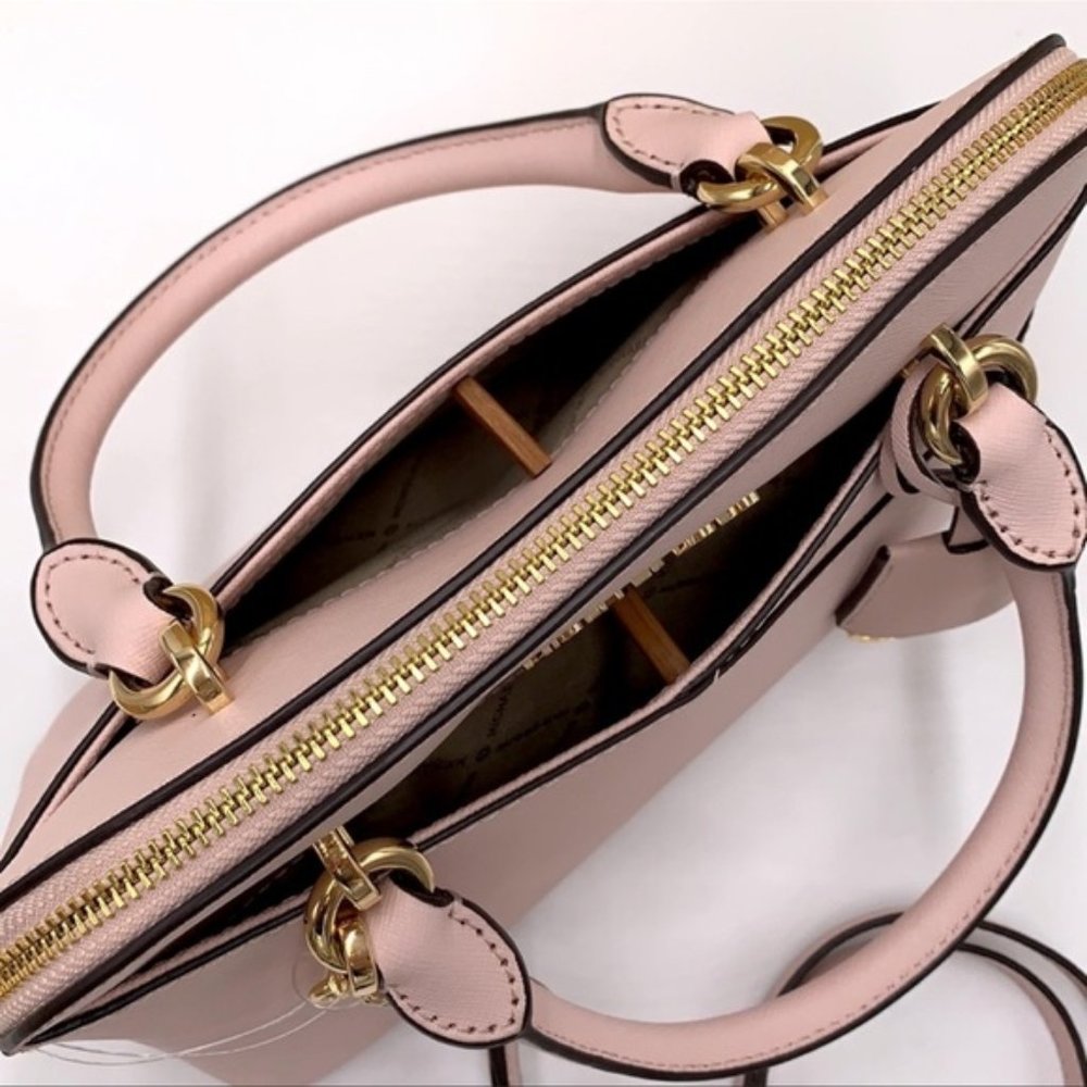 Michael Kors Jet Set Travel Medium Leather Dome Satchel Powder Blush Multi - Picture 8 of 16